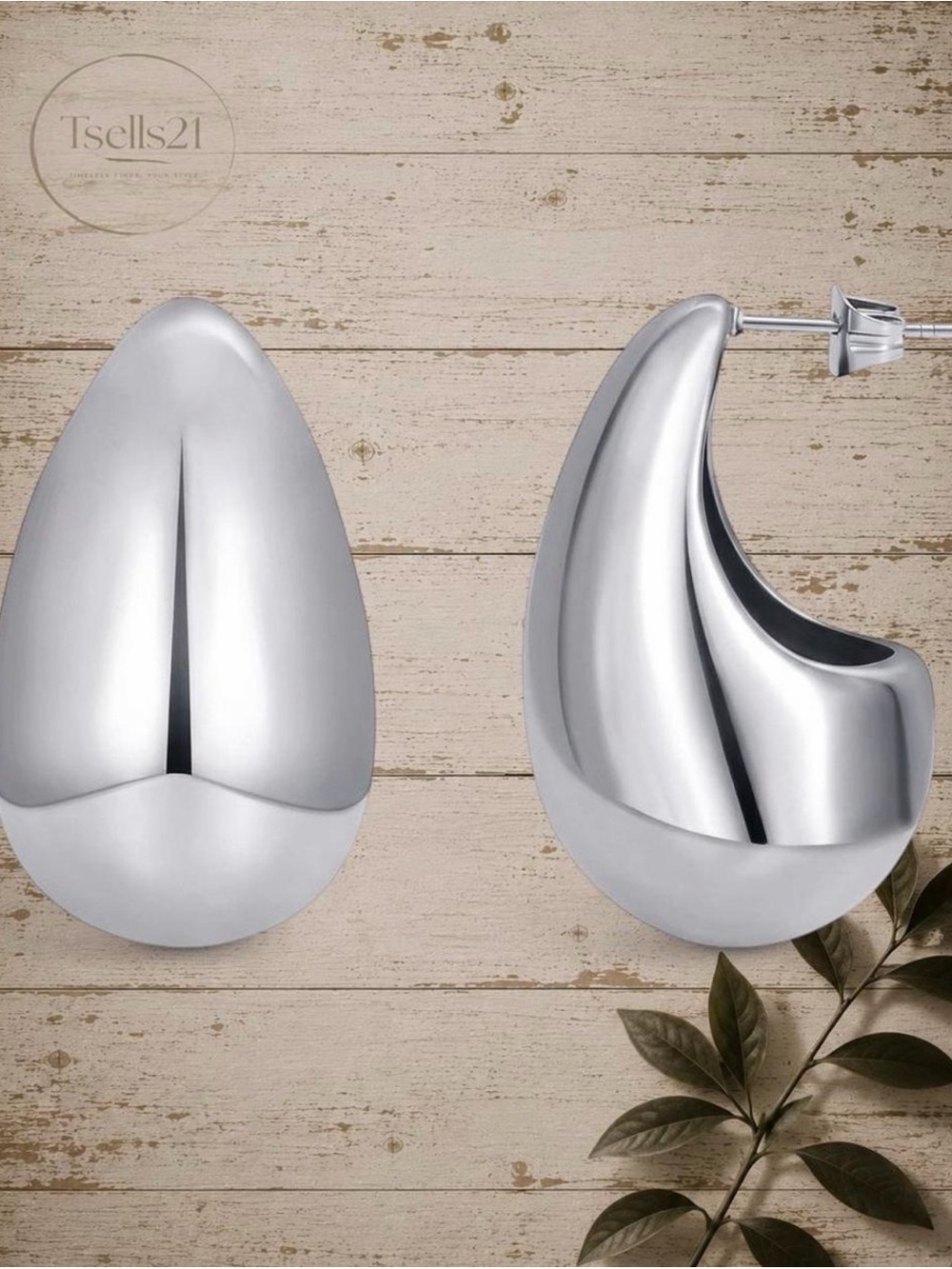 NWT Chunky Silver Teardrop Earrings